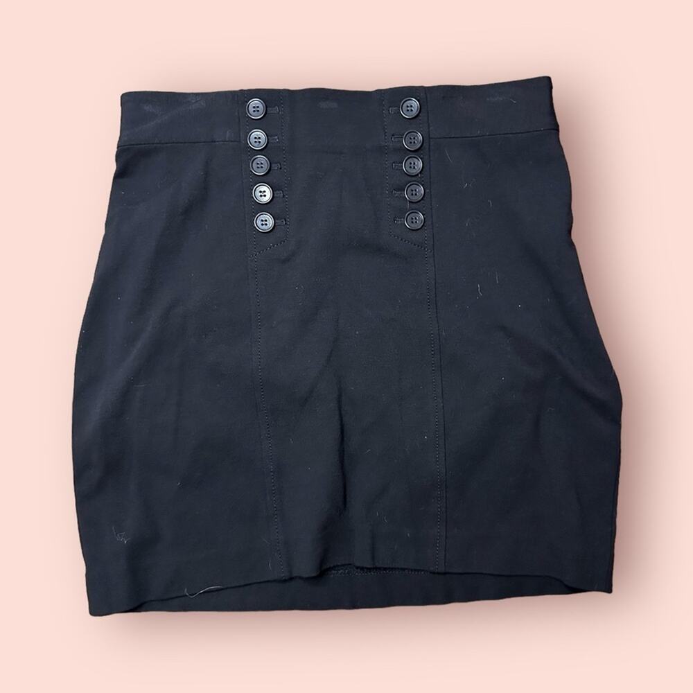 Ann Taylor Black Mini Skirt With Buttons Women's 6